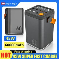 Noya raye 45W 60000mAh Station External Battery Power Bank with LED Light PD Large Capacity Fast Charger Portable Power bank
