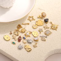 New DIY Stainless Steel Gold Plated Star Heart Cross Clover Pendant CZ Zircon Waterproof Charms Jewelry Making Necklace Bracelet