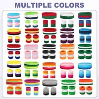 7"x2" Sweat Band Set Sports Terry Cloth Headband Wristband Set Moisture Wicking Sweat Absorbing Head Band for Women Men