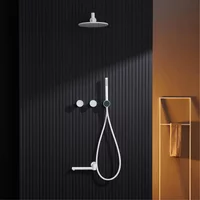 Luxury White Embedded Brass Shower System Simple Design Wall Mounted 2 Handle Hot & Cold Water 3 Function Bathroom Faucet