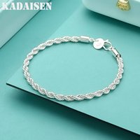 925 Sterling Silver Bracelet 3MM Twisted Rope Exquisite Ladies Fashion Wedding Party Gift Jewelry
