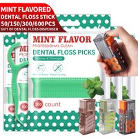 50/150/300/600PCS ultra-fine mint dental floss sticks paired with mini compact dental floss boxes are essential for travel