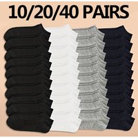 Pure Color Breathable Short Socks for Women And Men Comfortable 10/20/40 Pairs Pack - Assorted Colors for Casual Wear