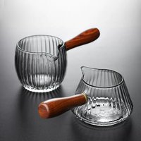 Japanese Side Wooden Handle High Borosilicate Stripe Glass Tea Dispenser Fair Cup Chahai Kung Fu Tea Ceremony Tea Set