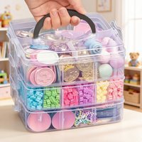 3 Tier 18-Grid Transparent Adjustable Stackable Plastic Storage Box, Compartment Organizer for Toys Jewelry & Accessories