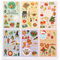 Creative Path 6pcs Scrapbooking Merry Christmas Sticker Pack Gold Foil Gift Box Candle Happy New Year Journaling Deco Stickers
