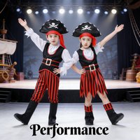 Kids Pirate Costume Set Caribbean Role Play Outfit For New Year Party Fashion Show Dress Up