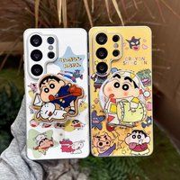 For Samsung Galaxy S23 S24 S25 S26 Ultra Plus Funny Crayon Shin-chan PC+TPU For Magsafe Magnetic Wireless Charging Case Holder