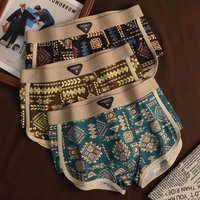 Retro Ethno-Stil Herren-Boxershorts Komfortable Slips Vintage-Design Elastische Unterwäsche für Männer Lingerie Mittlere Taillenhöhe Unterhosen