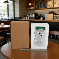 Starbucks 20oz Bearista Bear Clear Glass Tumbler Green Lid With Straw Home Café Gift