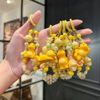 Nailong Keychains Women Kawaii Milk Dragon Car Key Ring Kids School Bags Pendant Phone Beads Chain Children Classic Toys Gift