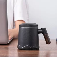 Tea and Water Separation Tea Cup, Ceramic Cups, Good-looking Office Mug with Lid, Band Lid, Portable Handle, Business Gift Box