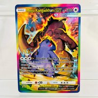 Pokemon English Mega Kangaskhan ex DIY Holographic Foil Card, Perfect Condition Premium Anime Collection Card