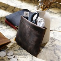 Genuine Leather Squeeze Coin Purse Multifunctinal Coins Pouch Bag Credit Card Holder Change Holder for Men & Women