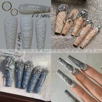 European beauty with crocodile leather pattern3D Acrylic Nail Mold Hand Engraving Mold Nail Art Decorations Silicone Nail Art