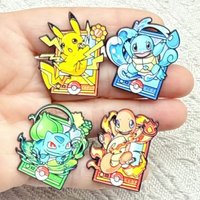 4pcs Cute Anime Monster Enamel Pin Cool Charmander Brooch Pines Badges for Backpack Clothes Jewelry Accessory Friends Gift