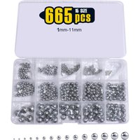 AliExpress NONE 665 Pieces 1-10mm 15 Sizes Metric Precision Assorted Loose Bicycle Bearing Steel Ball Assortment Kit G