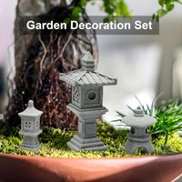 Miniature Pagoda Lantern Buddha Figurine Outdoor Fairy Garden Decoration for Micro Landscape Yard Aquarium Bonsai Zen Ornaments
