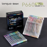 LANGUO 48 Colors Metallic Colorful Gel Pen Set Writing Marker DIY Graffiti Painting Drawing Handbook Pens School New Stationary
