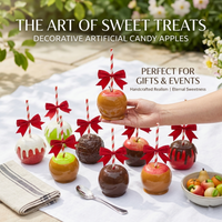 Luxury Faux Candy Apple Ornament Decor, Realistic Sweet Treat Display Prop for Home Party Wedding Holiday Table Decoration Gift