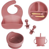 Children's Dishes Set Baby Silicone 6/8-piece Tableware Set Suction Cups Forks Spoons Bibs Straws Cups Mother and Baby Supplies