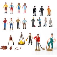 Realistic Plastic Miniature Hand Painted Farmer,Horse Rider,Worker,Hunter People Model Figurines Character Set for Birthday Gift