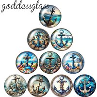 Anchor navigation symbol spirit of adventure 12mm/18mm/20mm/25mm Round photo glass cabochon flat back Making findings Jewelry