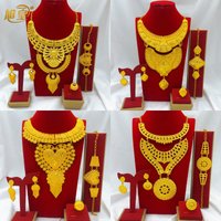Indian Dubai Big 24k Gold Plated Jewelry Set For Women Party African Necklace Sets Bridal Wedding Gifts Arabic Jewelry Sets