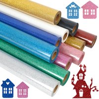 Glitter Heat Transfer Vinyl Iron on Vinyl, HTV Vinyl for Shirts,Cameo,Easy to Cut & Weed for Heat Vinyl Design