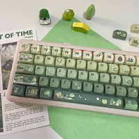Green Frog Rainy Day Keycaps MOA Profile 5-Side Dye-Sub PBT Full Set with Numpad for 60% 75% TKL 96% 100% MX Mechanical Keyboard