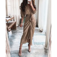 Summer Bandage Shirt Women Fashion Button Ruched Dress Casual Short Sleeve Printed Dress Female Elegant Party Dress Robe