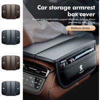 Car Double Open Armrest Box Cover Leather Storage Anti Slip Organizer For Peugeot 407 508 2008 5008 307 308 3008 206 207 208 107
