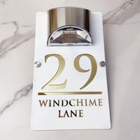 Solar LED House Number Sign Outdoor Address Plaque Custom Solar-Powered Lighted Number Plate House Decoration for Wall sign