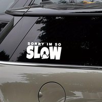2D Flat "Sorry I'm Too Slow" Snail Theme Car Sticker, Funny Vinyl Decal for Vehicle Decoration