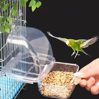 Vogelkäfig-Futterspender, transparent, langlebig, Kunststoff, Papageien-Futterbox, großes Fassungsvermögen, Futtertrog, spritzwassergeschützter Haustierbehälter