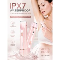 IPX7 Waterproof Dual Head Women's Hair Removal Device Wet Dry Use Facial Body Trimmer Painless Electric Shaver