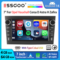ESSGOO 7" Android14 64G For Opel/Vauxhall Corsa C/D Zafira B Astra H Vivaro Carplay Car Radio GPS NAVI AI Voice USB Type C FM BT