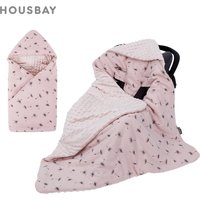 Newborn Baby Blanket With Hooded Windproof Go Outside Warm Portable Swaddle Wrap In Basket Baby Car Safety Seats For 0-3 Months