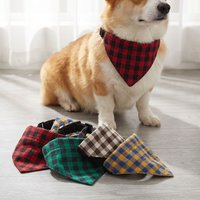Classic Plaid Adjustable Pet Dog Bandana Collar Triangle Bib Scarf for Small to Medium Dogs And Cats Pet Neck Scarf Accessory