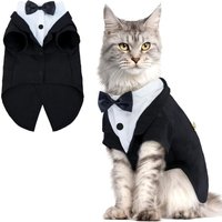 Cat Shirt Vest Clothing Cat Birthday Tailcoat Clothes Wedding Dress with Tie Formal Attire Wedding Birthday Cat Vest Bowknot Tie