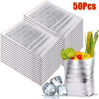 50Pcs/Pack Ice Cold Warm Aluminum Foil Bag Delivery Carrier Drink Storage Insulation Bag Food Thermal with Closure Cooler Bag