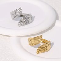Stainless Steel Gold Silver Color Angel Wings Ring for Women Men Fashion Non-fade Rock Party Adjustable Ring Jewelry Gifts