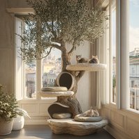 Simulation green plant large luxury cat climbing frame tree house landscape indoor hotel villa pet kennel