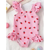 2026 Ruffle Little Girls Swimsuit One Piece Printed Swimwear Female Children Bathers Bathing Swimming Swim Suit 4-7Y