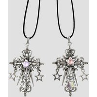 Punk Fashion Shiny Crystal Star Pendant Necklace for Women Fashion Rivet Cross Necklace Goth Accessories Y2K Harajuku Jewelry