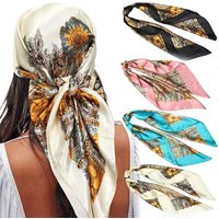 4PCS/set 90*90cm Large Square Head Scarf Silk Like Neck Scarf Bandana Hair Sleeping Head Wrap Fashionable Hair Scarfs for Women
