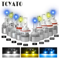 C6 2x H7 LED H4 high/low H1 H3 HB3 HB4 9003 HB2 H13 9005 9006 car headlight bulb 3000K gold yellow light COB car light 72W 8000L