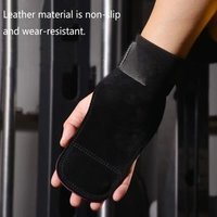 Double Layer PU Leather Gloves Wrist Strap Cowhide Palm Weight Lifting Gloves Anti-Skid Grip Pads Pull-Up Gloves