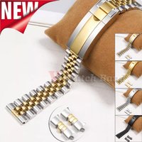 Stainless Steel Watch Strap 20mm 21mm 22mm Arc Curved End Metal for Jubilee Gold Watchband for Rolex Oyster Perpetual Datejust