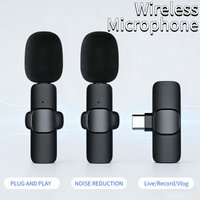 Wireless Lavalier Microphone Audio Video Recording Mini Mic for Type-C Smartphones Vlogging Facebook Videos Audio Recording